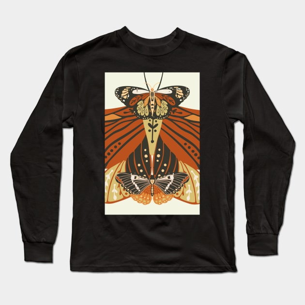 Boho Butterflies collage Long Sleeve T-Shirt by waltzart